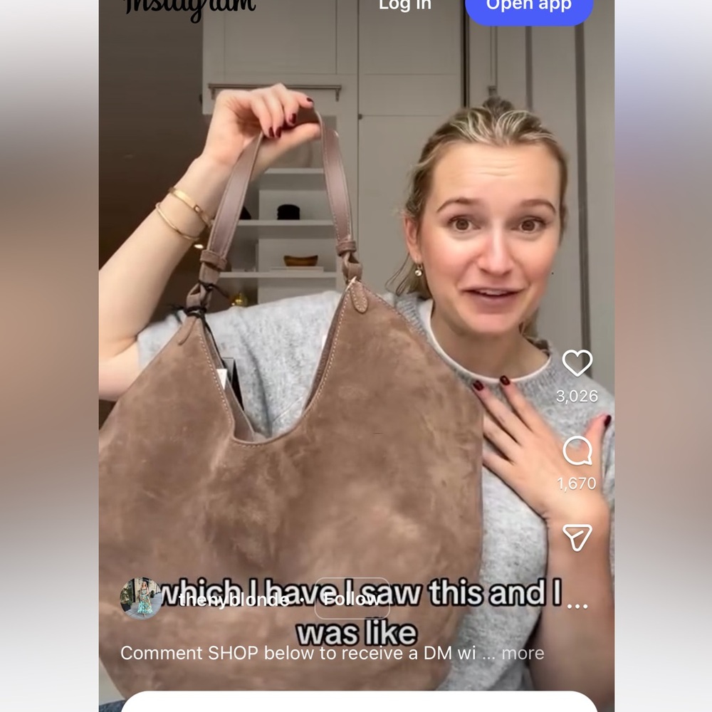 TJ Maxx Brown Suede Lotus Tote